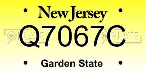 Q7067C New Jersey License Plate