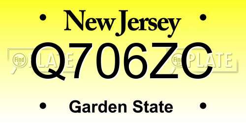 Q706ZC New Jersey License Plate
