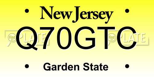 Q70GTC New Jersey License Plate