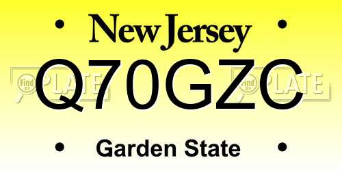 Q70GZC New Jersey License Plate