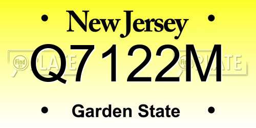 Q7122M New Jersey License Plate