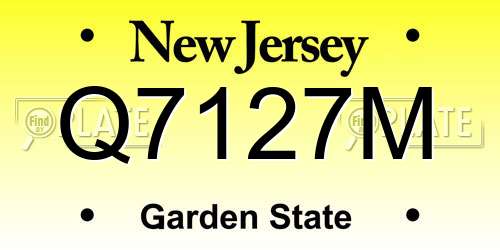 Q7127M New Jersey License Plate