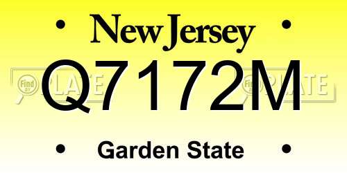 Q7172M New Jersey License Plate
