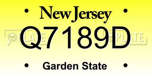 Q7189D New Jersey License Plate