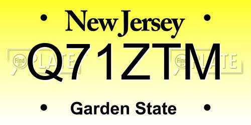 Q71ZTM New Jersey License Plate