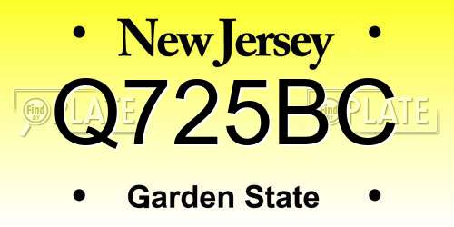 Q725BC New Jersey License Plate