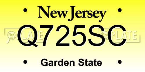 Q725SC New Jersey License Plate