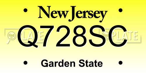Q728SC New Jersey License Plate
