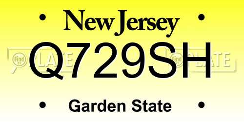 Q729SH New Jersey License Plate