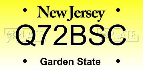 Q72BSC New Jersey License Plate