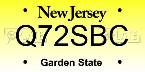 Q72SBC New Jersey License Plate