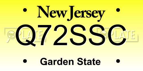 Q72SSC New Jersey License Plate