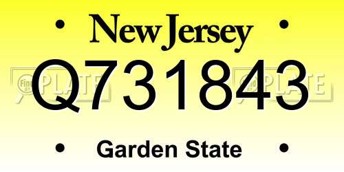 Q731843 New Jersey License Plate