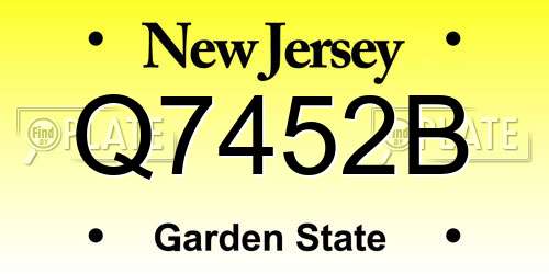 Q7452B New Jersey License Plate