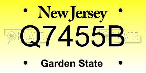 Q7455B New Jersey License Plate