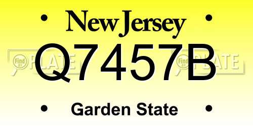 Q7457B New Jersey License Plate