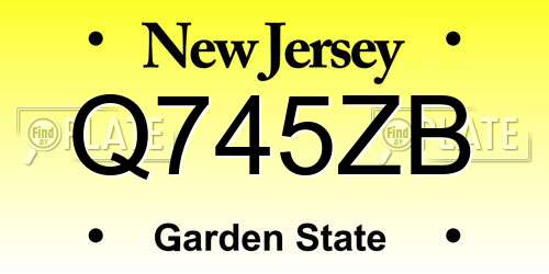 Q745ZB New Jersey License Plate