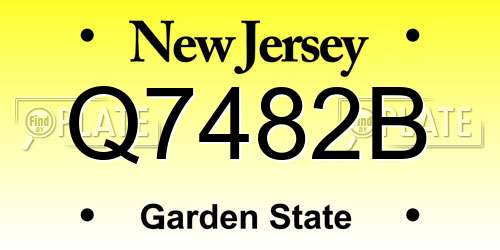 Q7482B New Jersey License Plate
