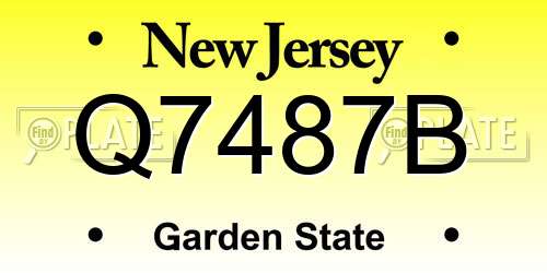 Q7487B New Jersey License Plate