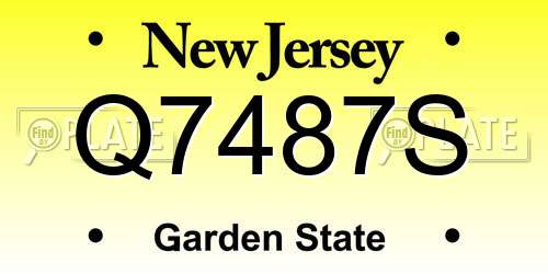 Q7487S New Jersey License Plate