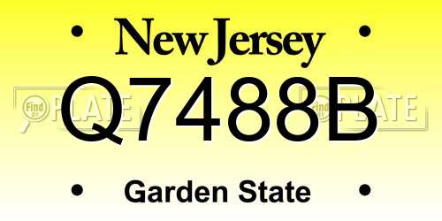 Q7488B New Jersey License Plate