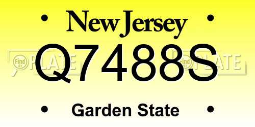 Q7488S New Jersey License Plate