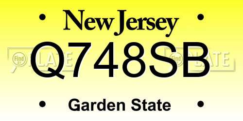 Q748SB New Jersey License Plate