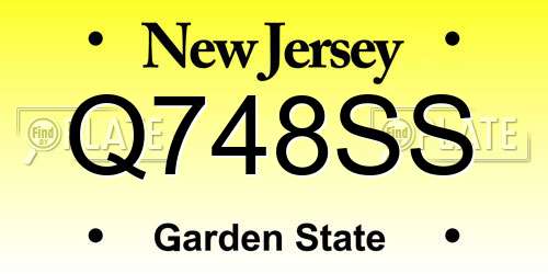 Q748SS New Jersey License Plate