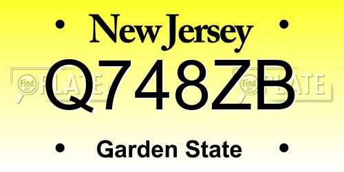 Q748ZB New Jersey License Plate