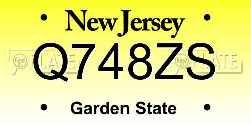 Q748ZS New Jersey License Plate