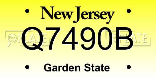 Q7490B New Jersey License Plate