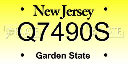 Q7490S New Jersey License Plate