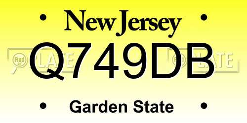 Q749DB New Jersey License Plate