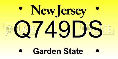 Q749DS New Jersey License Plate