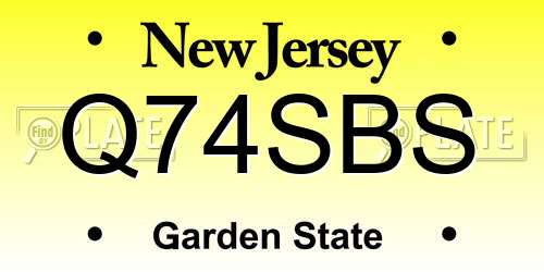 Q74SBS New Jersey License Plate