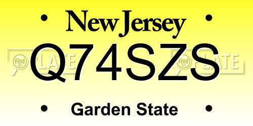 Q74SZS New Jersey License Plate