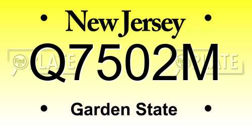 Q7502M New Jersey License Plate