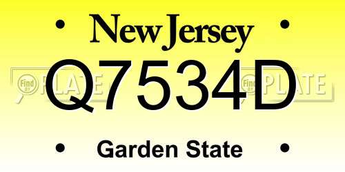 Q7534D New Jersey License Plate