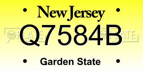 Q7584B New Jersey License Plate