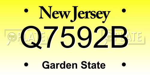 Q7592B New Jersey License Plate