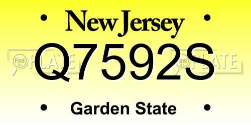 Q7592S New Jersey License Plate