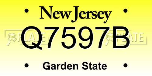 Q7597B New Jersey License Plate