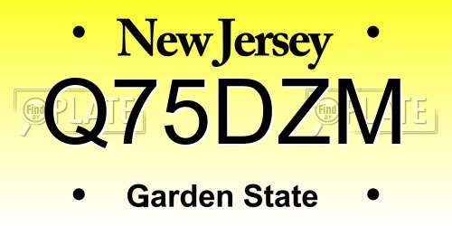 Q75DZM New Jersey License Plate