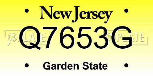 Q7653G New Jersey License Plate