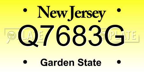 Q7683G New Jersey License Plate