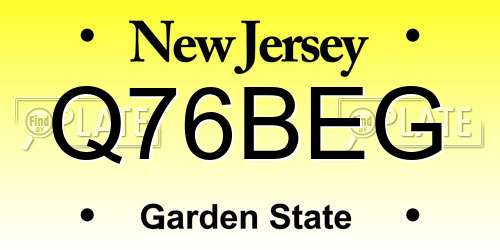 Q76BEG New Jersey License Plate