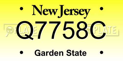 Q7758C New Jersey License Plate