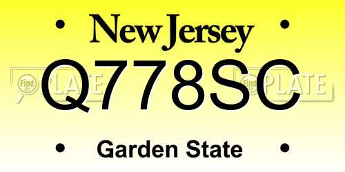 Q778SC New Jersey License Plate