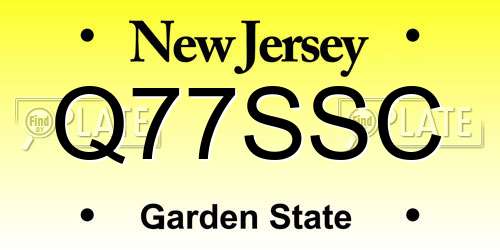 Q77SSC New Jersey License Plate