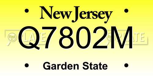 Q7802M New Jersey License Plate